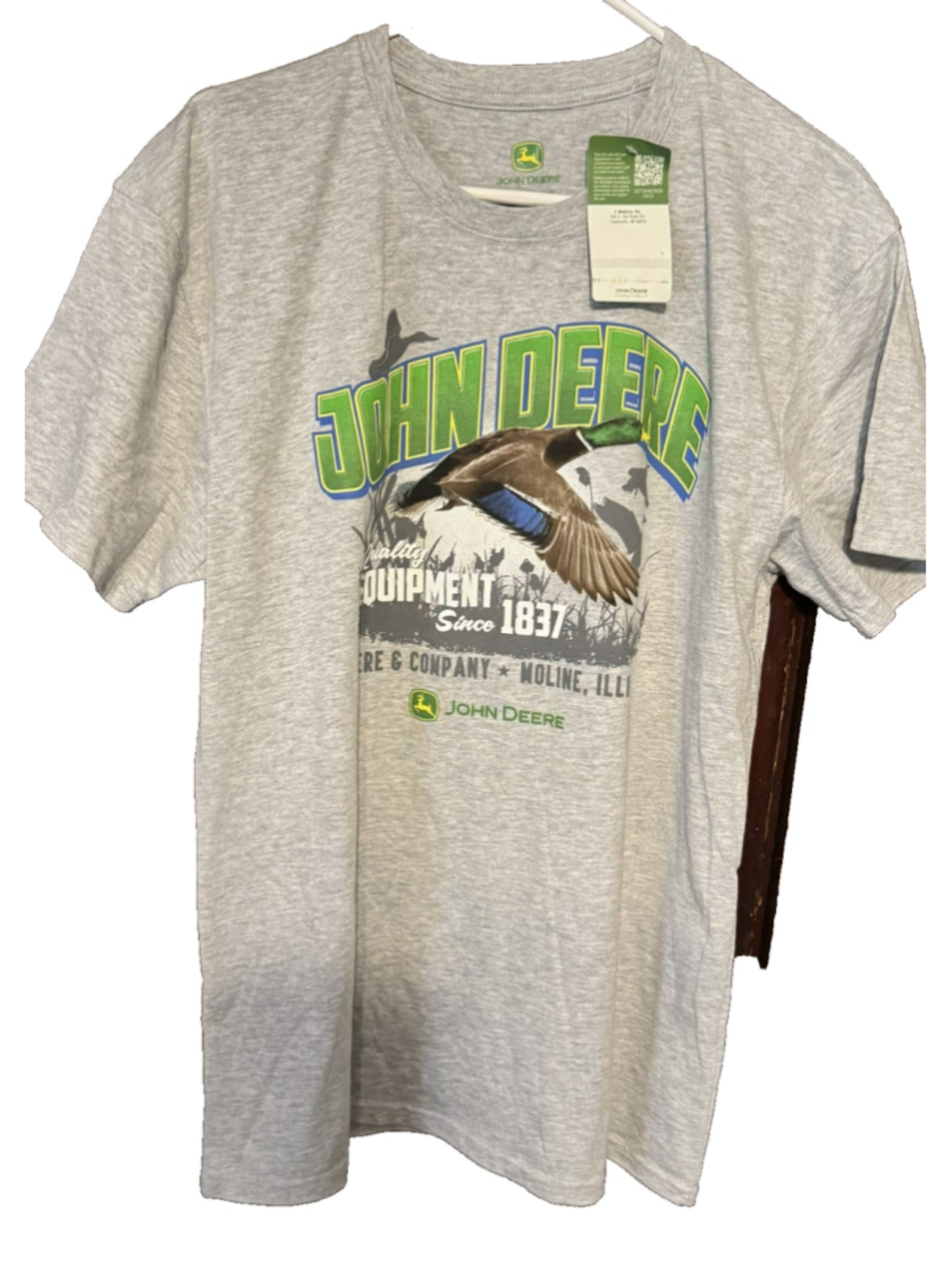 John Deere Vintage Logo T-Shirt Men Sz L Gray New With Tags